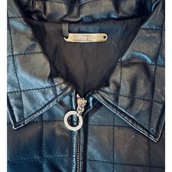 Nice Long Women’s Brandon Thomas Leather Jacket Size XL but fits like Large - Picture 3 of 8